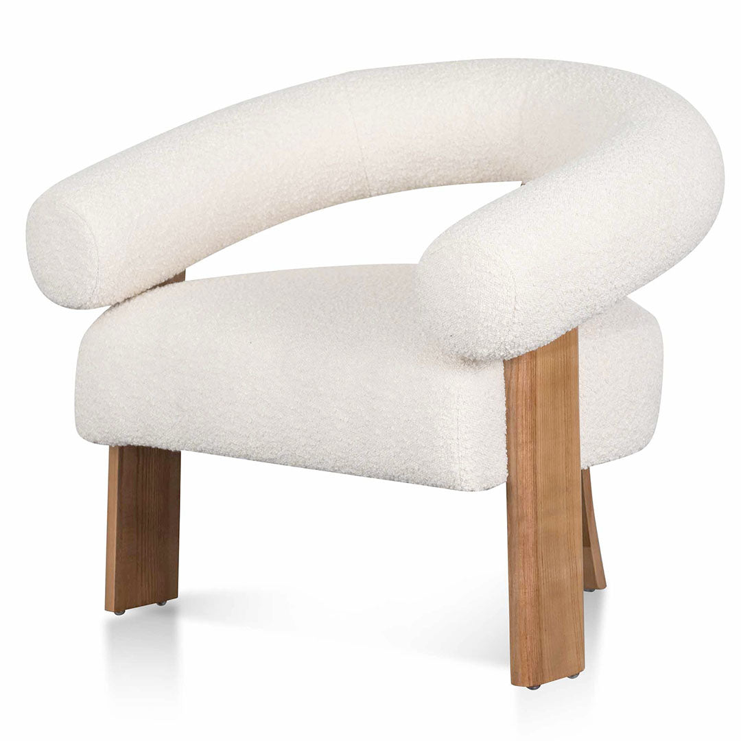 CLC8113-CA Ivory White Boucle Armchair – Natural Legs