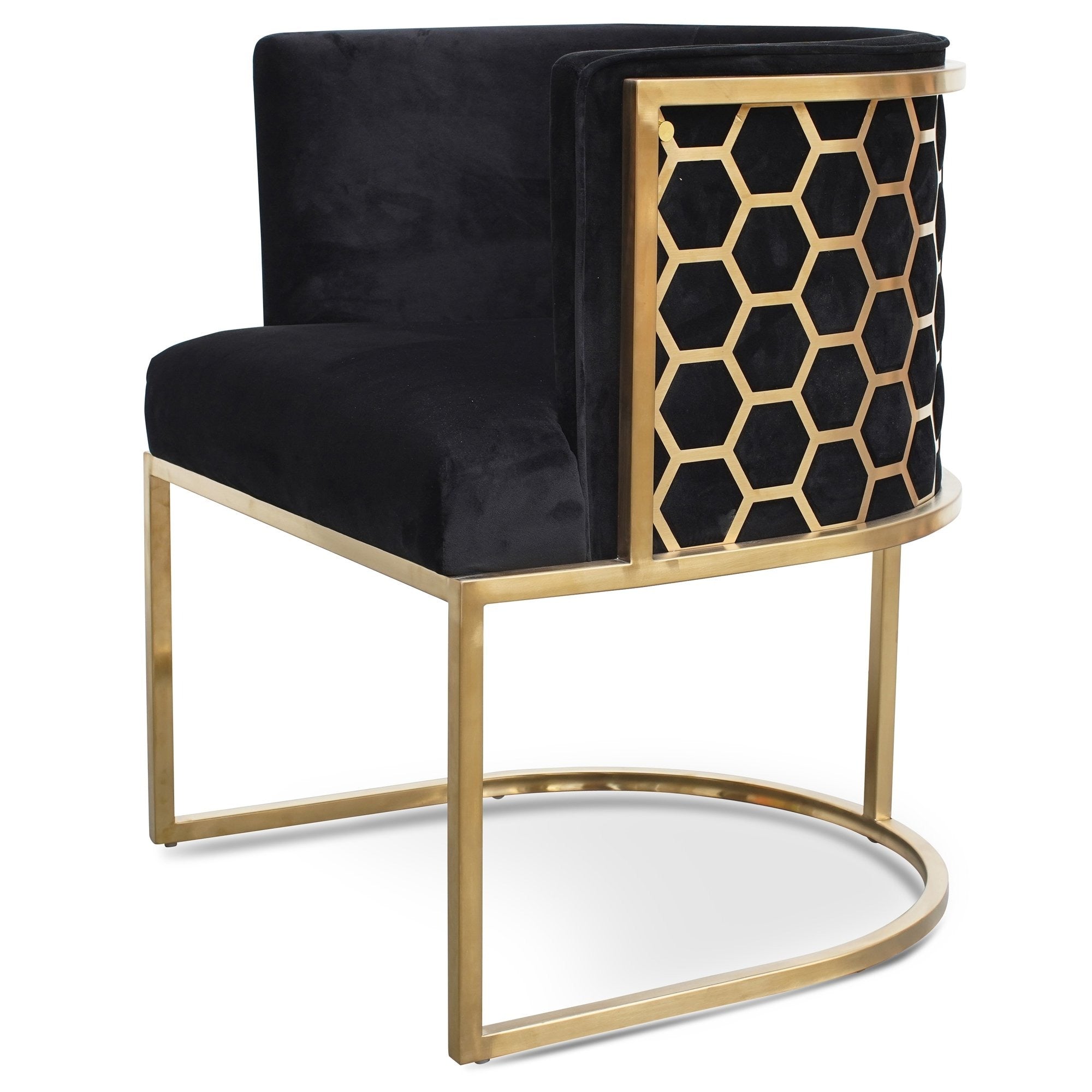 CLC2612-BS Lounge Chair In Black Velvet Seat – Brushed Gold