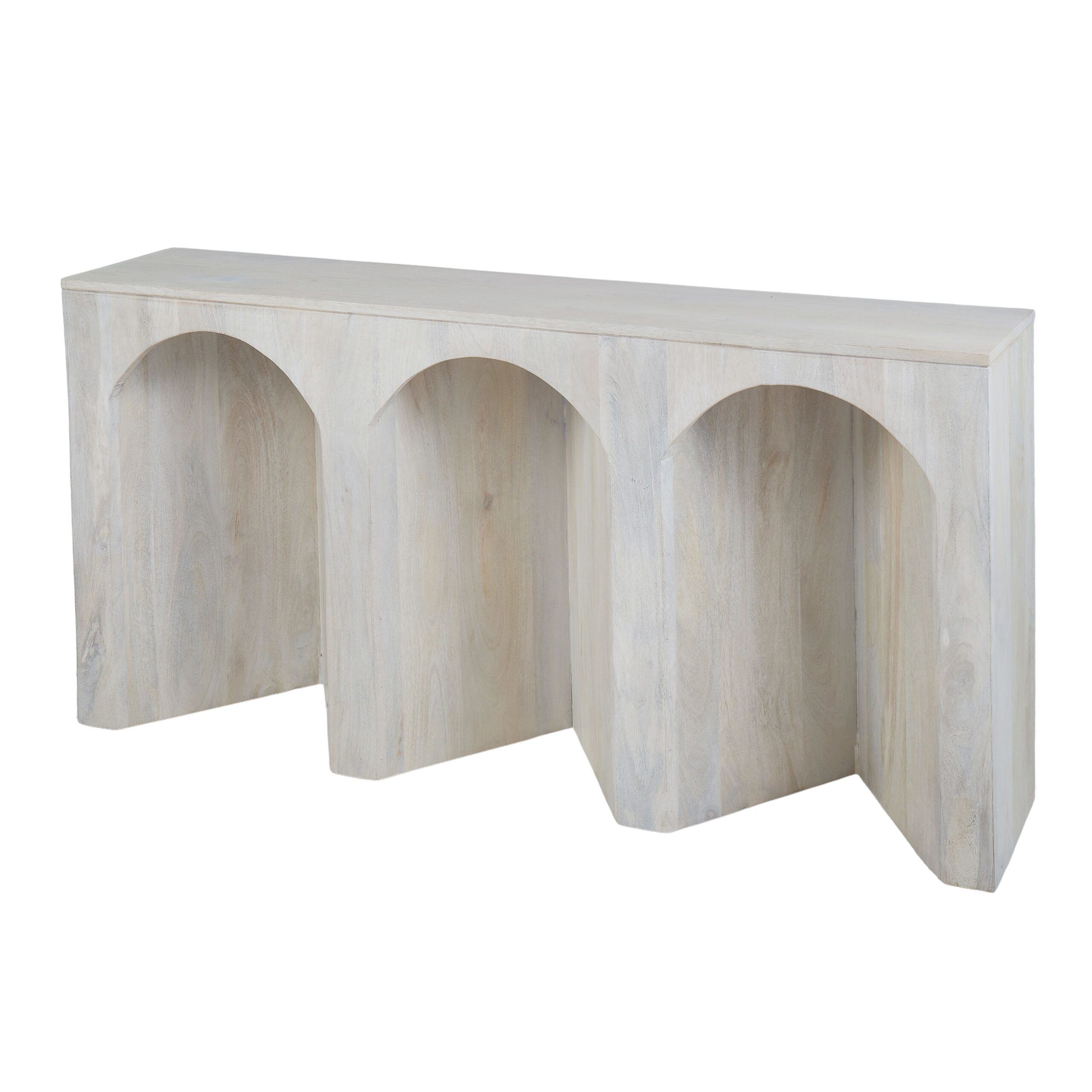 ARCH WOOD CONSOLE TABLE WHITE LIME WASH 150X30X76CM