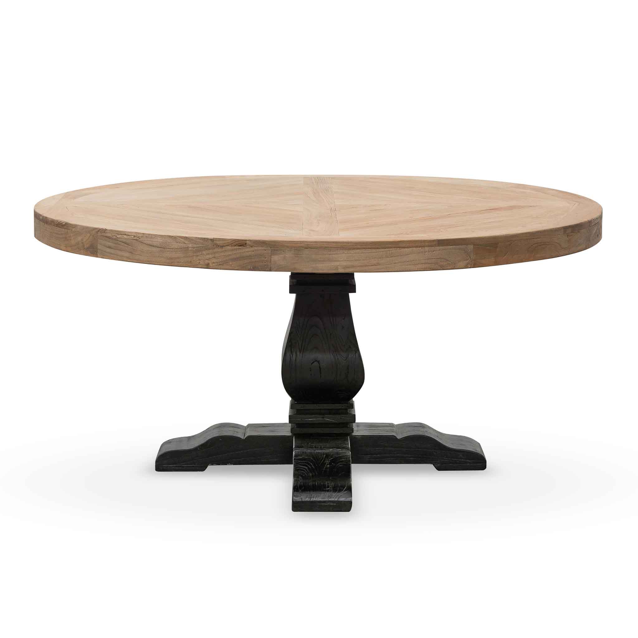 Round Dining Table – Natural in Black Base 1.6m