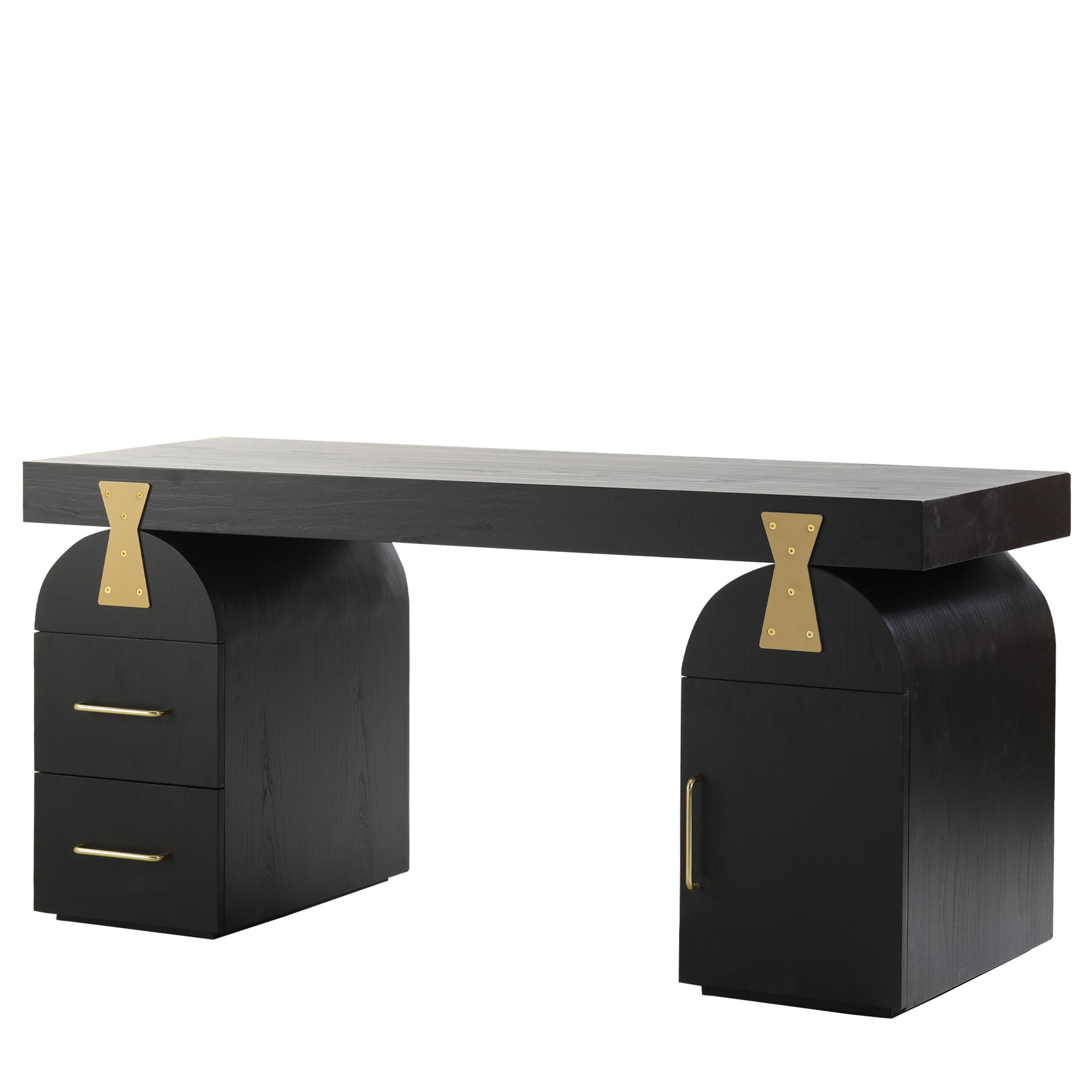 Dorothy 1.55m  Elm Home Office Desk – Full Black