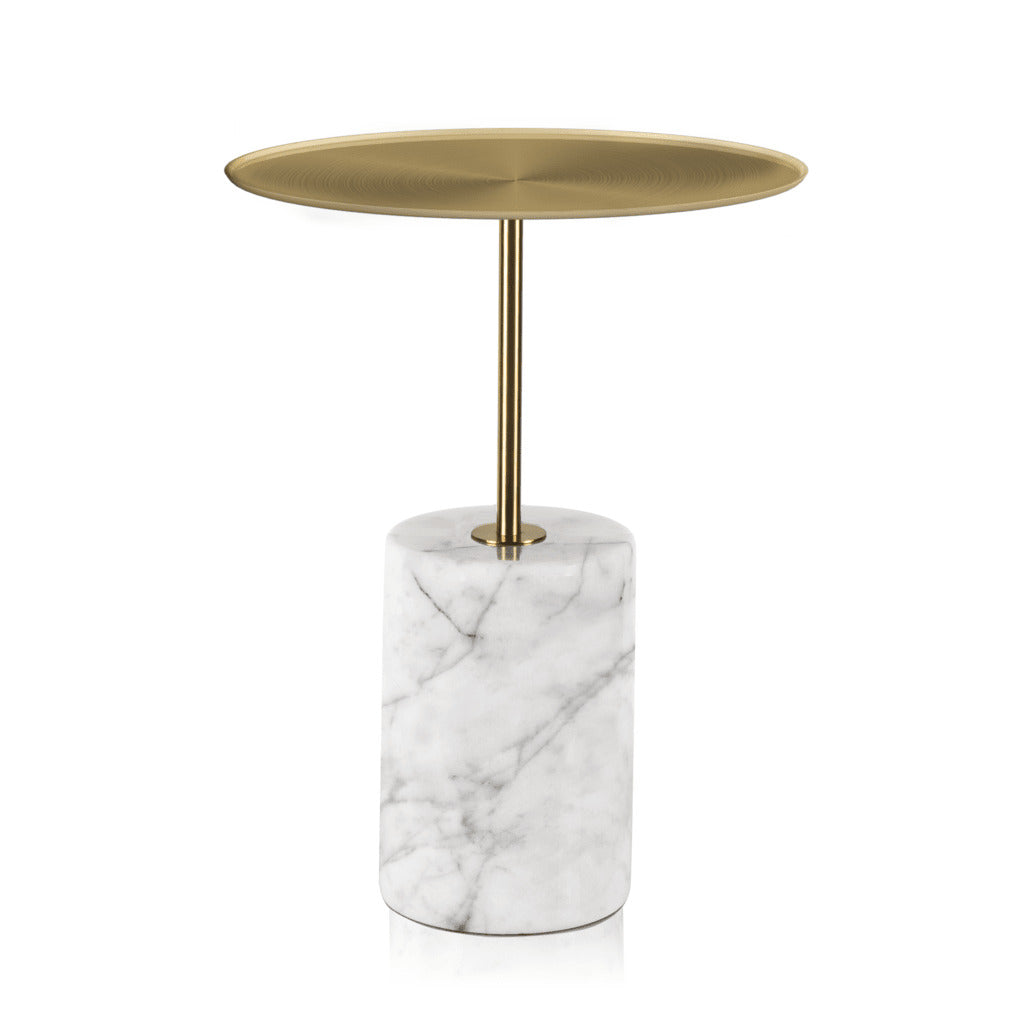 Carrara Marble 45 cm Brushed Gold Side Table