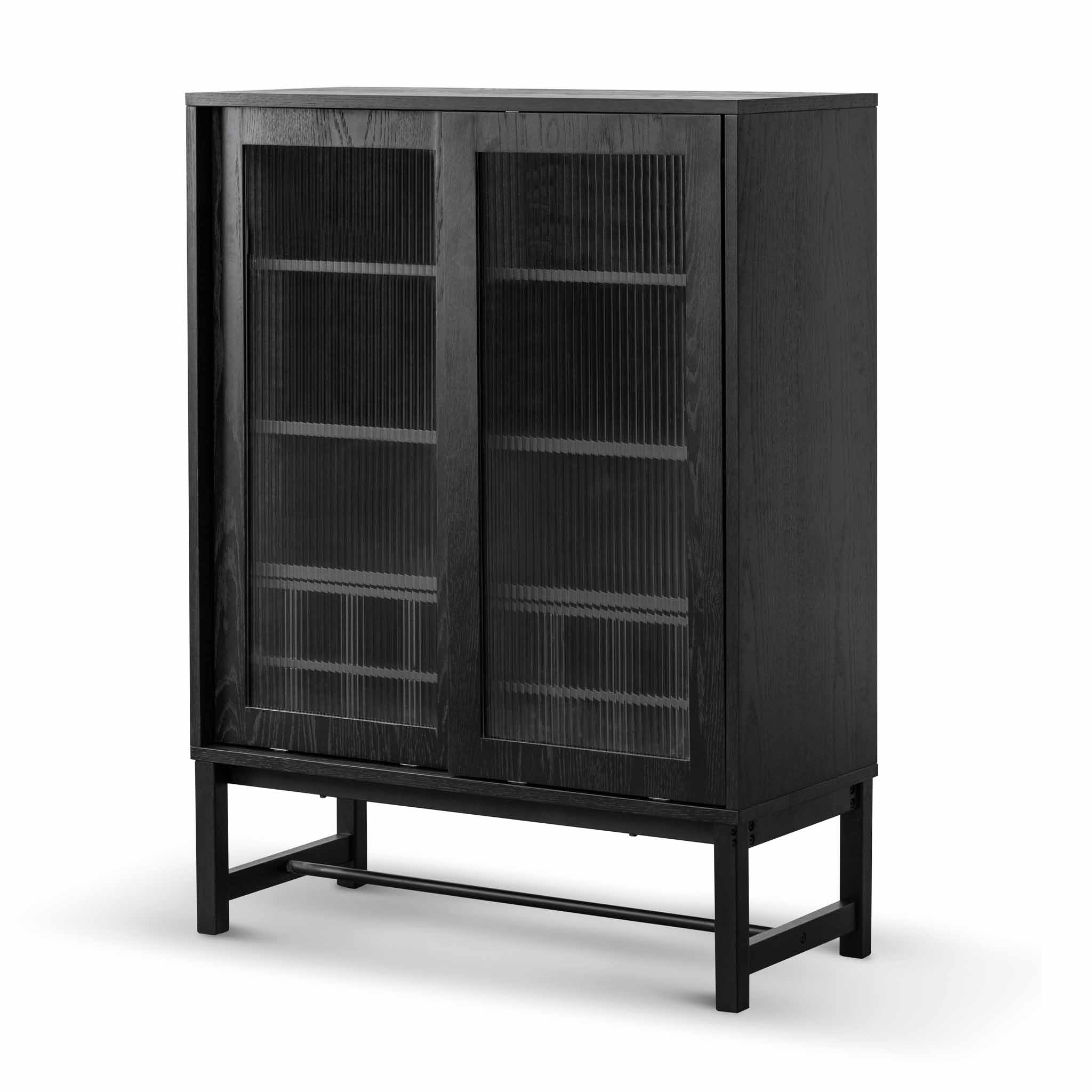 Black Bar Cabinet – Flute Glass Doors