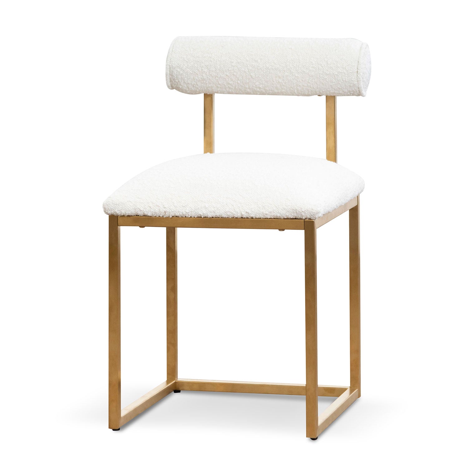 Occasional Chair – Ivory White Boucle Brushed Gold Base